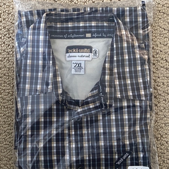 ECKO Unltd Blue & Yellow Plaid Short Sleeve Collared Shirt Men 2XL - Picture 7 of 7